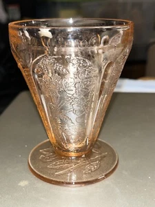 Set of 3 Jeanette Cherry Blossom Pink Depression Glass 4 oz Footed Tumblers EC - Picture 1 of 6