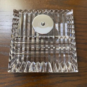 Signierter Waterford 4" quadratischer Kristall Briefbeschwerer & Stiftauflage ~ Stifthalter fehlt - Bild 1 von 18
