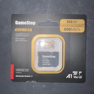 Nintendo Switch 2 GameStop 512GB Express Micro SD Card for Switch 2 IN HAND. - Zdjęcie 1 z 2