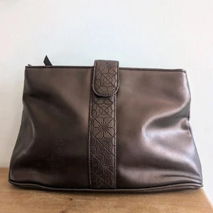 Stivali marroni pelle borsa trucco lavaggio zip donna stile vintage 17x28 cm - Foto 1 di 1