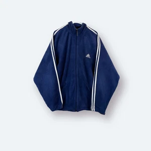 Adidas 90er Vintage Fleece Jacke bestickt Blau L - Bild 1 von 7