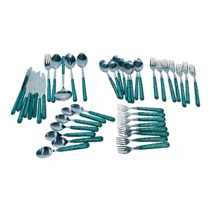 43 Piece Flatware Oneida Christmas Green Garland Stainless Service for 7 - Picture 1 of 7