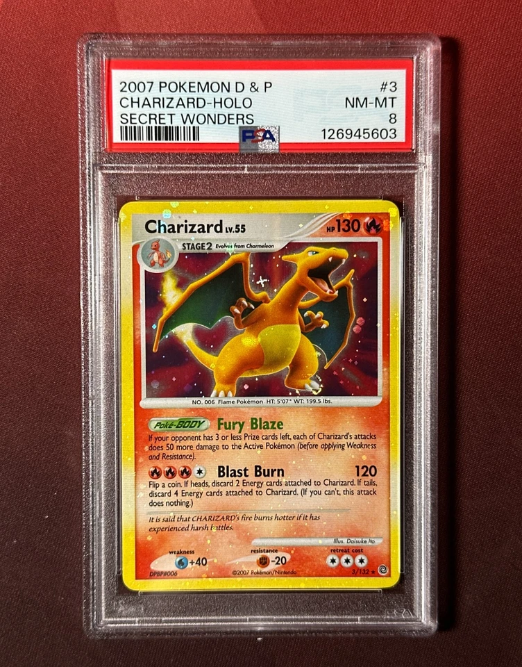 CHARIZARD 3/132 Secret Wonders PSA 8 NM-MT HOLO BLEED Pokemon TCG card NEW CERT - Image 1 of 4
