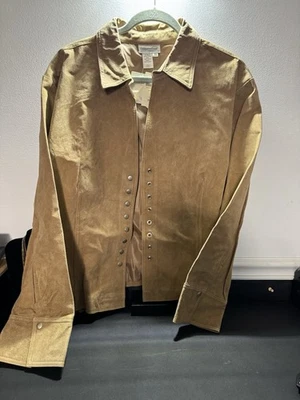 Chaqueta de gamuza de cuero para mujer Coldwater Creek Western Classic Boho 3X Foto 1 de 4