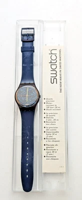 RARE Swatch Lazuli GF101  1987 - Watch is Running Strap intact! Original Case - Image 1 of 4