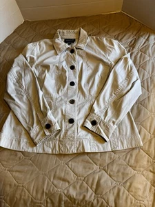 Jones New York Women's Beige Size 1X Stretch Five Buttons Utility Jacket Pockets - Picture 1 of 13