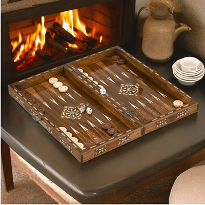 Backgammon Set Handmade X Large 20" Inlaid Solid Wood Board 🎁 Christmas Gift - Image 1 of 4