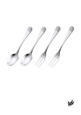 Noritake Tea Spoon and Cake Fork Set 13.1cm Spoon 13.5cm Fork Starcrest Design 2 - Image 1 of 3