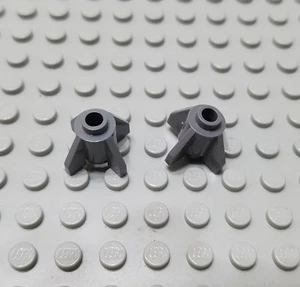 LEGO Lot of 2 Dark Bluish Gray 1x1 Round Bricks with Fins - Picture 1 of 1