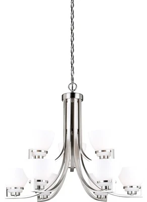 Vaxcel Lighting H0175 Metropolis 9 Light 32"W Chandelier - Nickel - Image 1 of 4