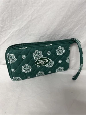 Cartera Muñequera Vera Bradley NFL New York Jets NUEVA RFID Frontal Cremallera Verde Acolchada Foto 1 de 4