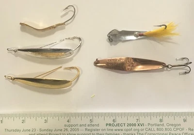 Señuelos de pesca de metal tipo losa de colección (5) ¡Totalmente bonitos! Ver descripción Foto 1 de 2