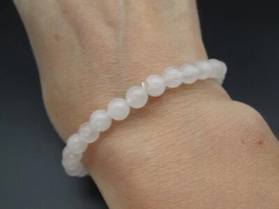 Pulsera de cuarzo de piedra blanca transparente de cristal natural de colección pulsera elástica Estate Foto 1 de 4