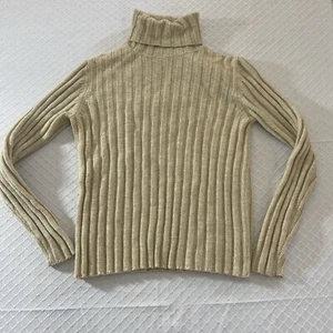 Ann Taylor Pullover Sweater Italian Wool Womens Small Beige Ribbed Turtleneck - Picture 1 of 10