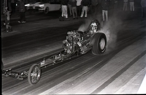 Front Engine Dragster - Driver Helmet Name 'Ray' - Vintage 35mm Race Negative Cover