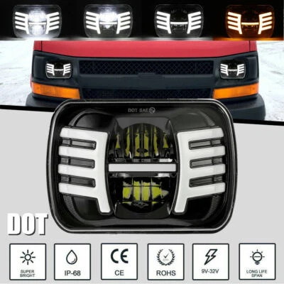 Faro LED 7x6" 5x7" alto/bajo DRL H4 para camioneta de carga Chevy Express 1500 2500 3500 Foto 1 de 4