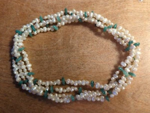 64-in Freshwater Pearl Strand with Jade and Rose Quartz Bead Highlights - Picture 1 of 7