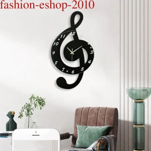 Silence Wall Watch Clock Musical Note Wall Clock Creative Office Home Decor USA - Picture 1 of 12