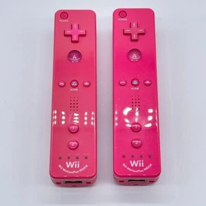 Nintendo Wii Remote Controller Pink Lot of 2 OEM Tested Remote Motion Plus - Picture 1 of 3