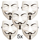 V wie Vendetta Maske, 5er oder 10er Set, Guy Fawkes Maske, Anonymous Maske, weiß