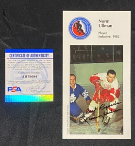 Norm Ullman Detroit Red Wings HOF Signed Player Inductee Card ~ PSA/DNA COA - Imagen 1 de 4
