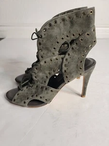 Joie Shoes Aeron Lace Up Heel Sandal Womens 39.5/ 8.5 Gladiator Ash Green - Picture 1 of 6