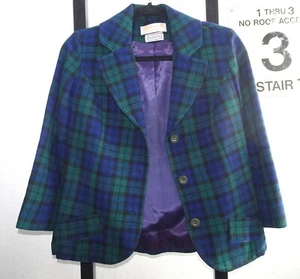 Chaqueta Blazer Pendelton 100% Lana Virgen Tartán Vintage Cuadros Frontal Talla Pequeña - Imagen 1 de 9