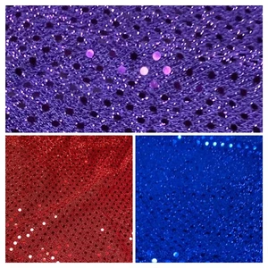 Sequin Fabric Red Blue Purple 2 Yards Remnants See Pictures - Picture 1 of 10