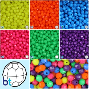 Cuentas artesanales de plástico redondas facetadas brillantes de neón BeadTin de 8 mm (450 piezas) elección de color - Imagen 1 de 8