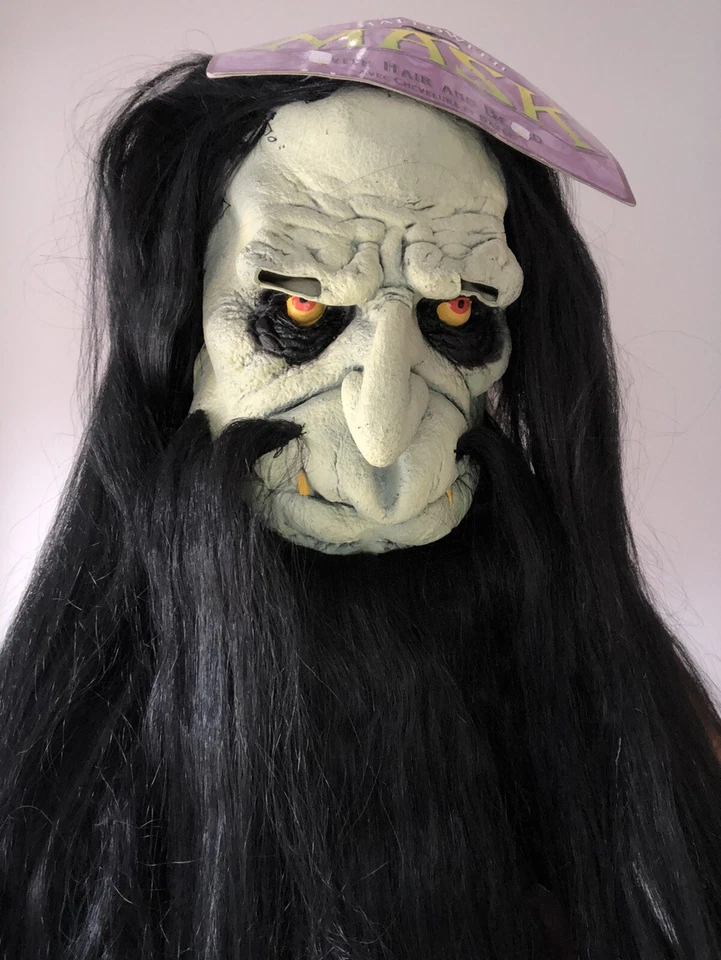 Halloween Party Scary Mask With Hair And Beard New On Pack - Quality Vinyl mask - Image 1 of 4