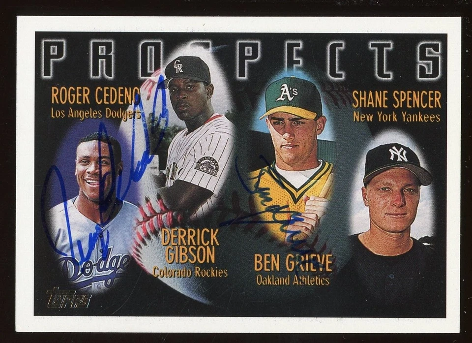 1998 Topps ROGER CEDENO BEN GRIEVE Signed Card autograph AUTO - Image 1 of 1