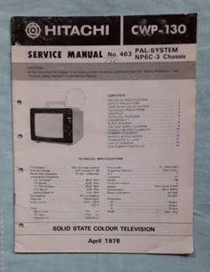 Hitachi CWP-130 Televisore a colori Manuale di servizio 1978 - Foto 1 di 3