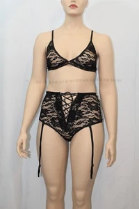 SEXY LINGERIE Black Plus Size Bralette Set XL/2XL 3XL/4XL - Picture 1 of 4