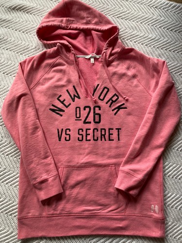 UNDERCOVER Victoria Secret pullover felpa con cappuccio NYC rosa donna taglia small manica lunga us intime ottimeioni
