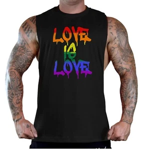 Herren T-Shirt Rainbow Love Is Love KT T210 schwarz Tank Top Lesbian Gay LGBT Equal - Bild 1 von 3