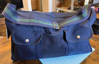 Tommy Hilfiger Classics Blue Nylon Duffle Bag, Outer Pockets Adj. Strap, VG Cond - Image 1 of 4