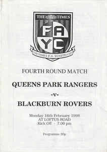 Queens Park Rangers / QPR v Blackburn Rovers, 16 February 1998, FA Youth Cup 4Rd - Picture 1 of 1