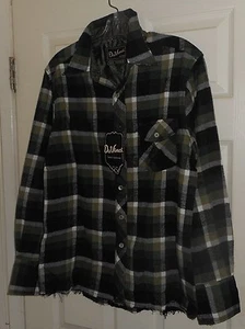 New DaVINCI 50's Style! Greens Black Grey SHADOW PLAID! Distressed! ROCKABILLY M - Picture 1 of 2