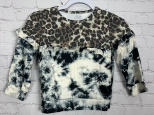 girls boutique leopard tie dye long sleeve top ruffle accent, sz L - Picture 1 of 4