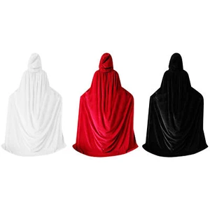 Unisex Adult Hooded Cape Medieval Renaissance Cloak Devil Witch Cosplay Costume - Picture 1 of 12