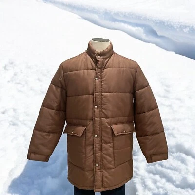 Vintage Sears Puffer Coat 42R Brown Quilted Winter Insulated Outerwear Outdoor - Image 1 of 4