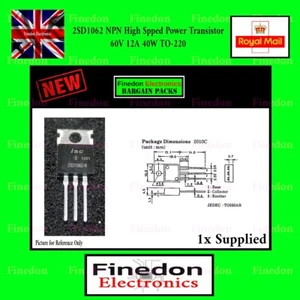 2SD1062 NPN High Speed Power Transistor 60V 12A 40W TO-220 UK Seller - Picture 1 of 1