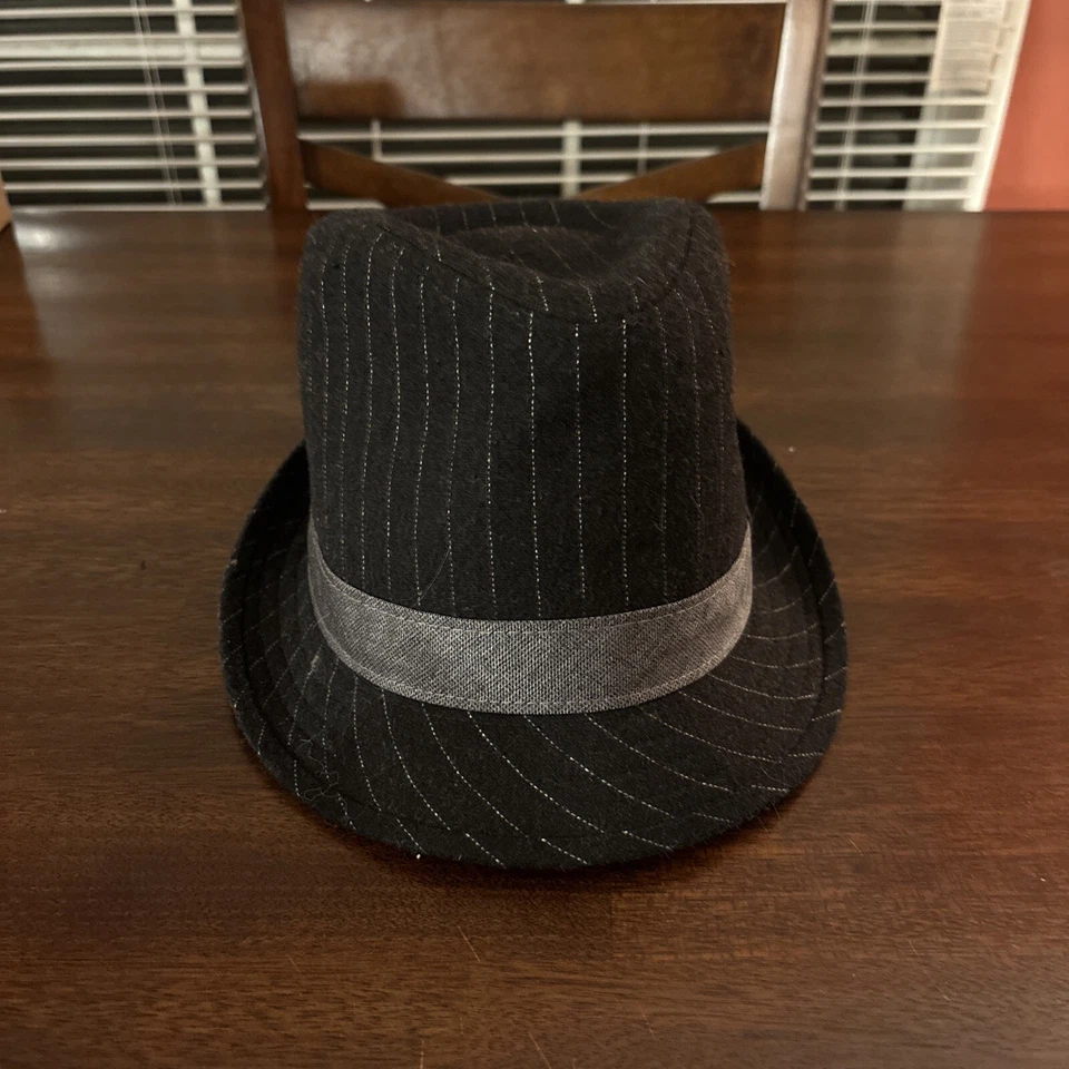 Helix Pinstripe Fedora Hat - Small/Medium Contrast Band Wool Blend Unisex - Image 1 of 4
