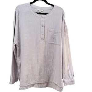 LL Bean Signature women’s size XL 100% cotton lavender gauze long sleeve top - Picture 1 of 9