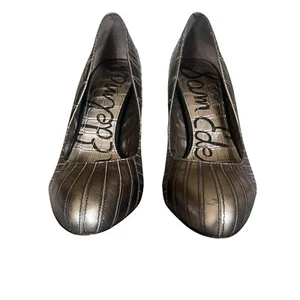 SAM EDELMAN Heels Women's Size 7 Bronze 4.5" Stiletto Heels S. Tessa Leather Upp - Picture 1 of 14