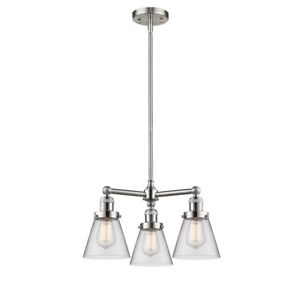 Innovations 3 Light Small Cone Chandelier in Brushed Satin Nickel - 207-SN-G62