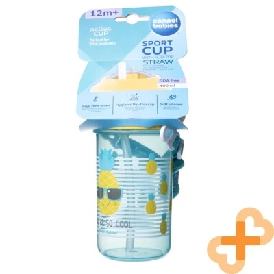 CANPOL BABIES SO COOL Sippy Cup with Strap and Silicone Straw Yellow 400 ml - Image 1 of 4