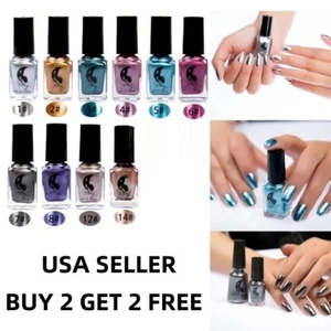 Metallic Nail Polish Magic Mirror Effect Chrome Nail Art Polish Varnish - Picture 1 of 15