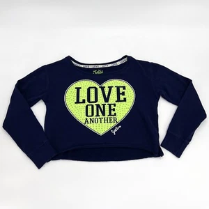 Justice Shirt Girls 14 Blue Long Sleeve Cropped Love Comfy Pullover Sweatshirt - Picture 1 of 8