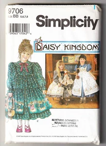 Simplicity 9706 Daisy Kingdom Girls Dress and Dolls Dress 5-6-7-8 Sewing Pattern - Picture 1 of 2
